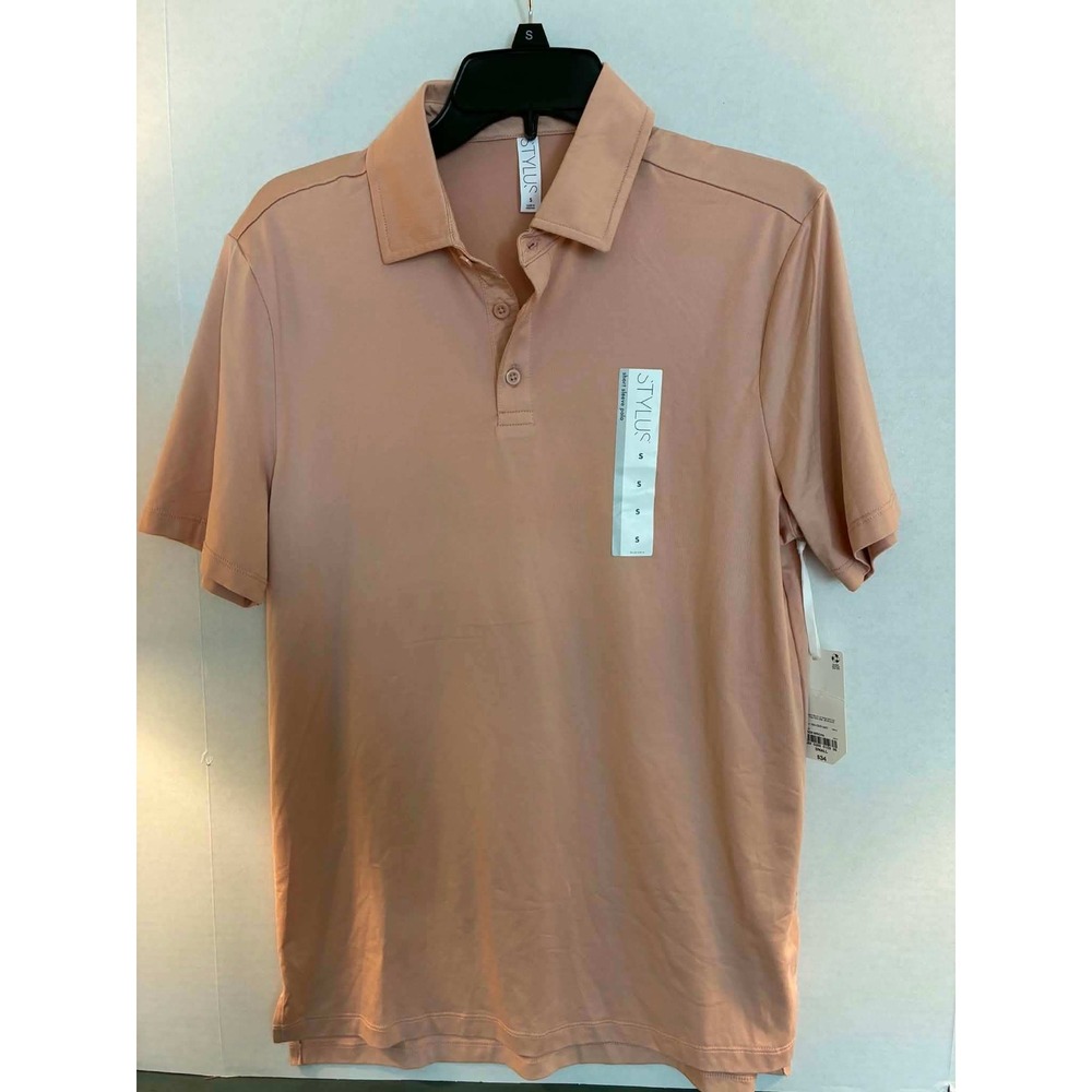 Stylus Mens Short Sleeve Polo Shirt Peach Mocha Pink‎ Small New